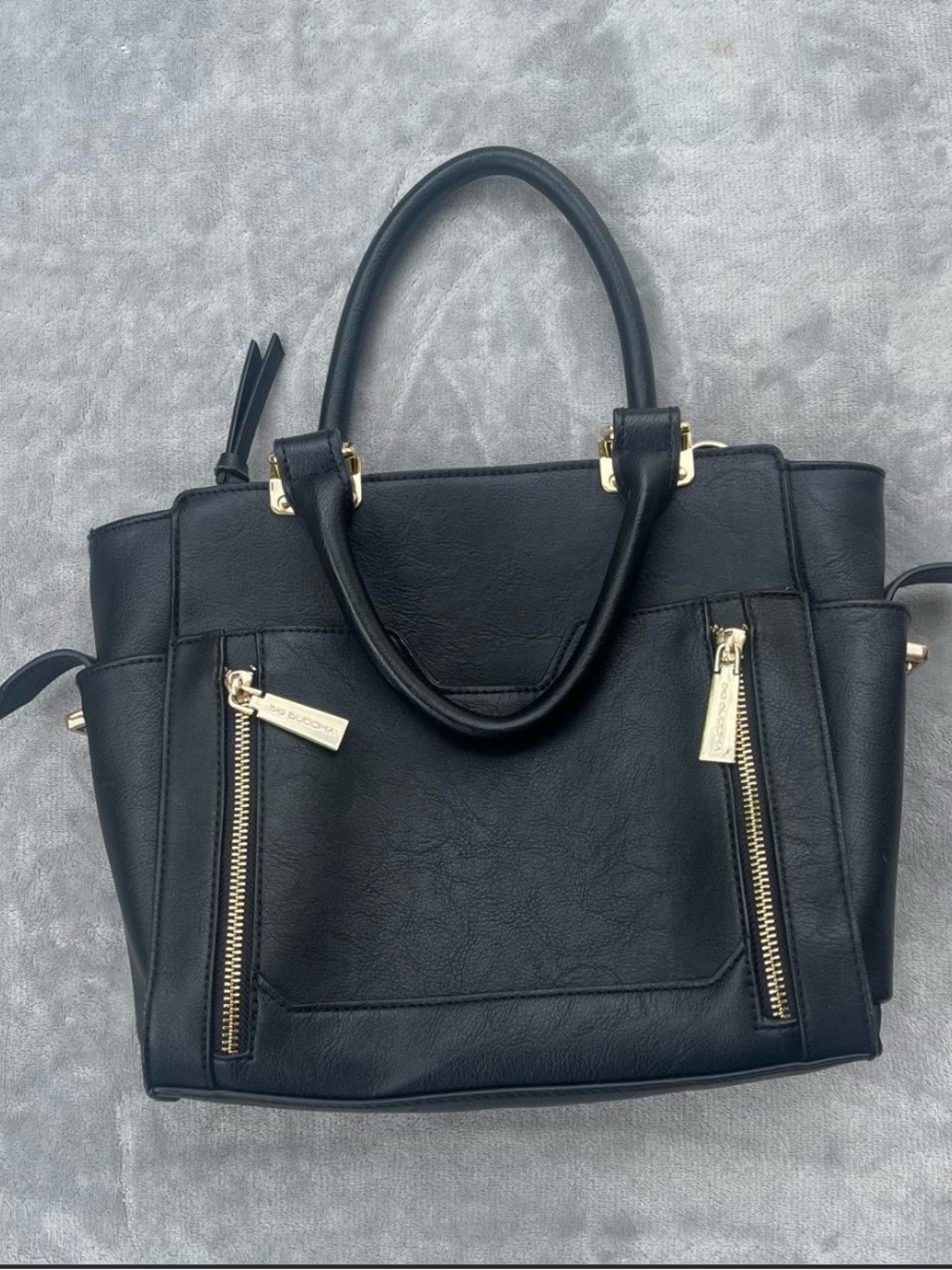 Big Buddha Black Handbag with Gold Hardware